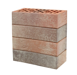 Кирпич лицевой керамический «Красный» «Флеш Рустик» с пепельной посыпкой пустотелый одинарный