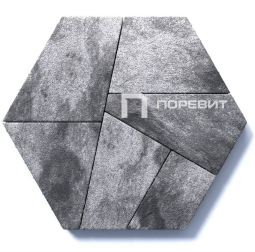 Тротуарная плитка Поревит Мозаика Гранит Антрацит 80 мм 6 плит